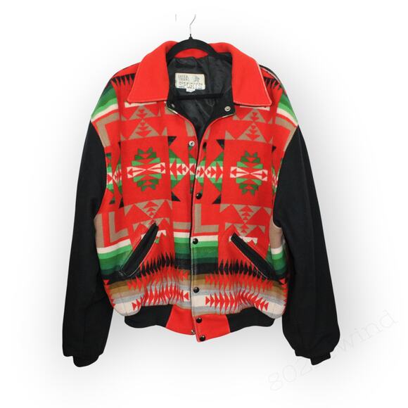 XXL Southwest Varsity Bomber Jacket Aztec Tribal Esther ElPasoCafe Toppenish - Picture 12 of 16